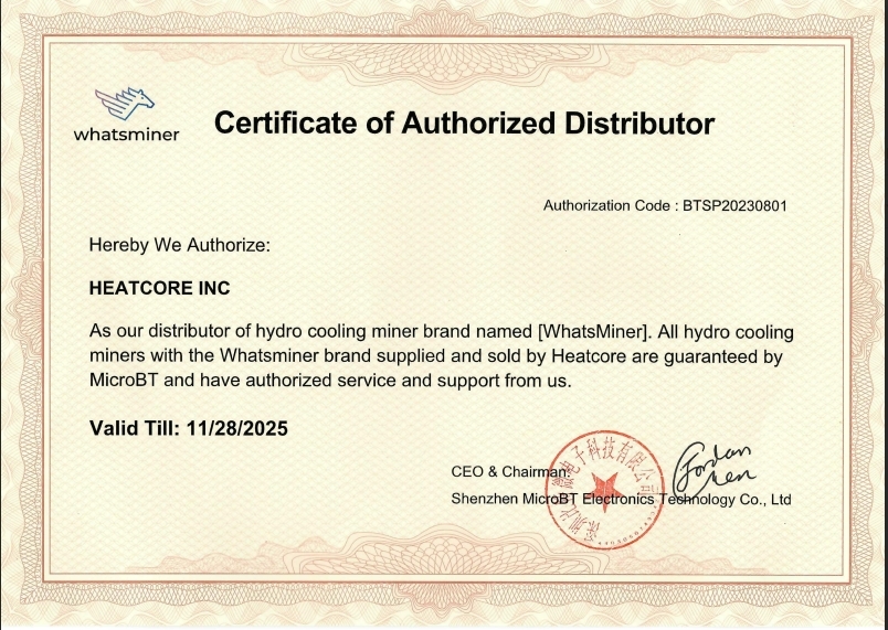 Certificate of Authorized Distributor